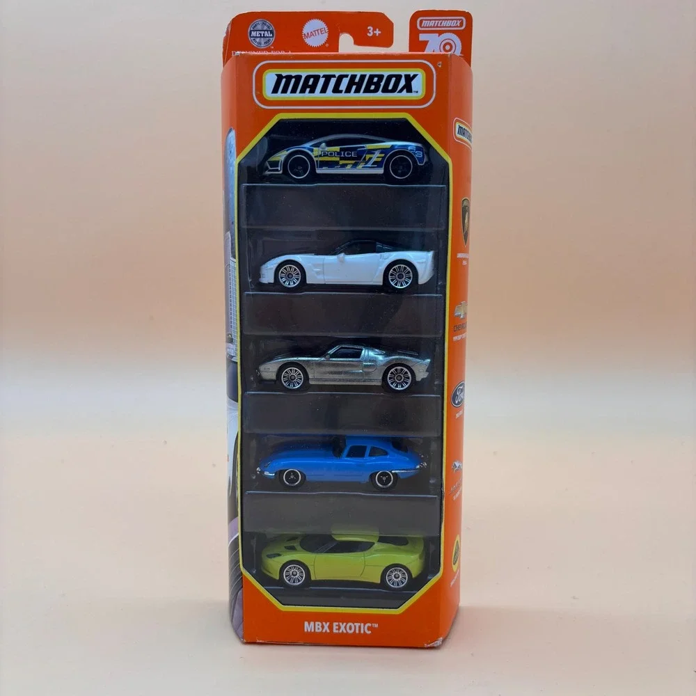 Matchbox MBX Exotic 5-Pack 70th Anni Lamborghini Corvette Ford Jaguar E-Type